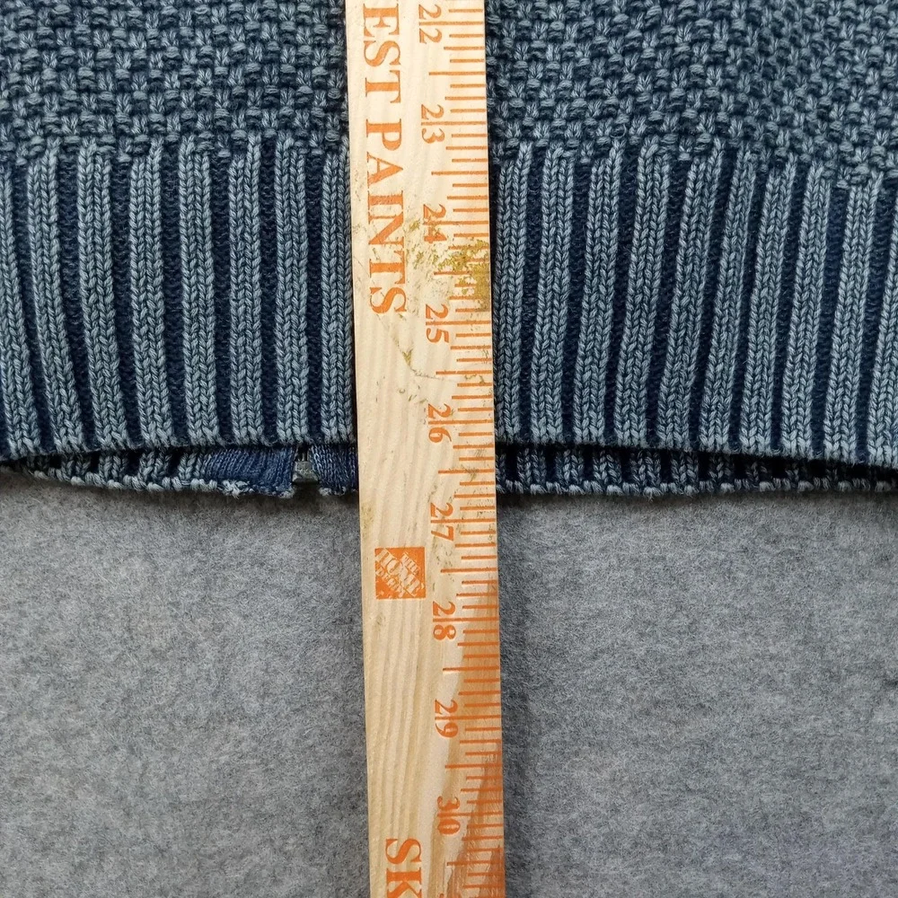 Carbon 2 Cobalt Sweater Mens 2XL Blue Linen Cotton Mock Neck Cable Knit Pullover - Picture 4 of 6